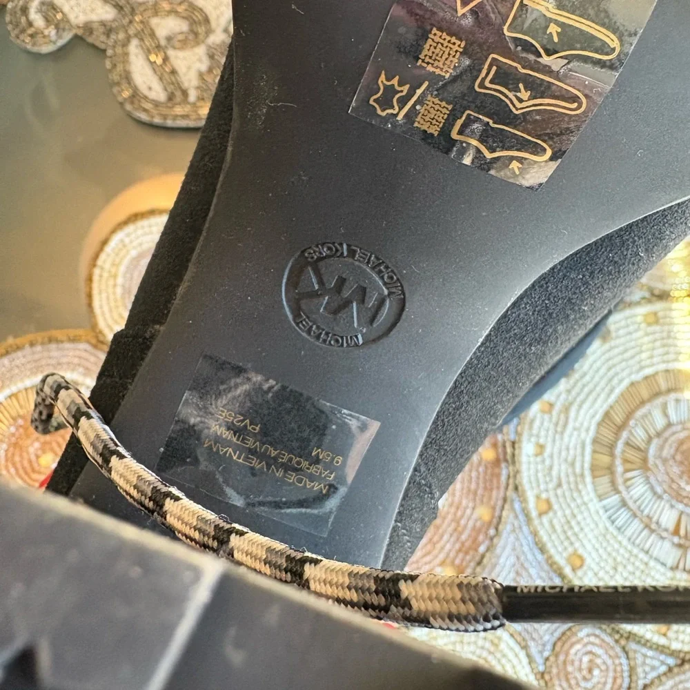 Michael Kors Black and Gray Heeled Boots - Picture 6 of 9